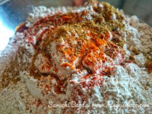 wheat flour along with salt and spices