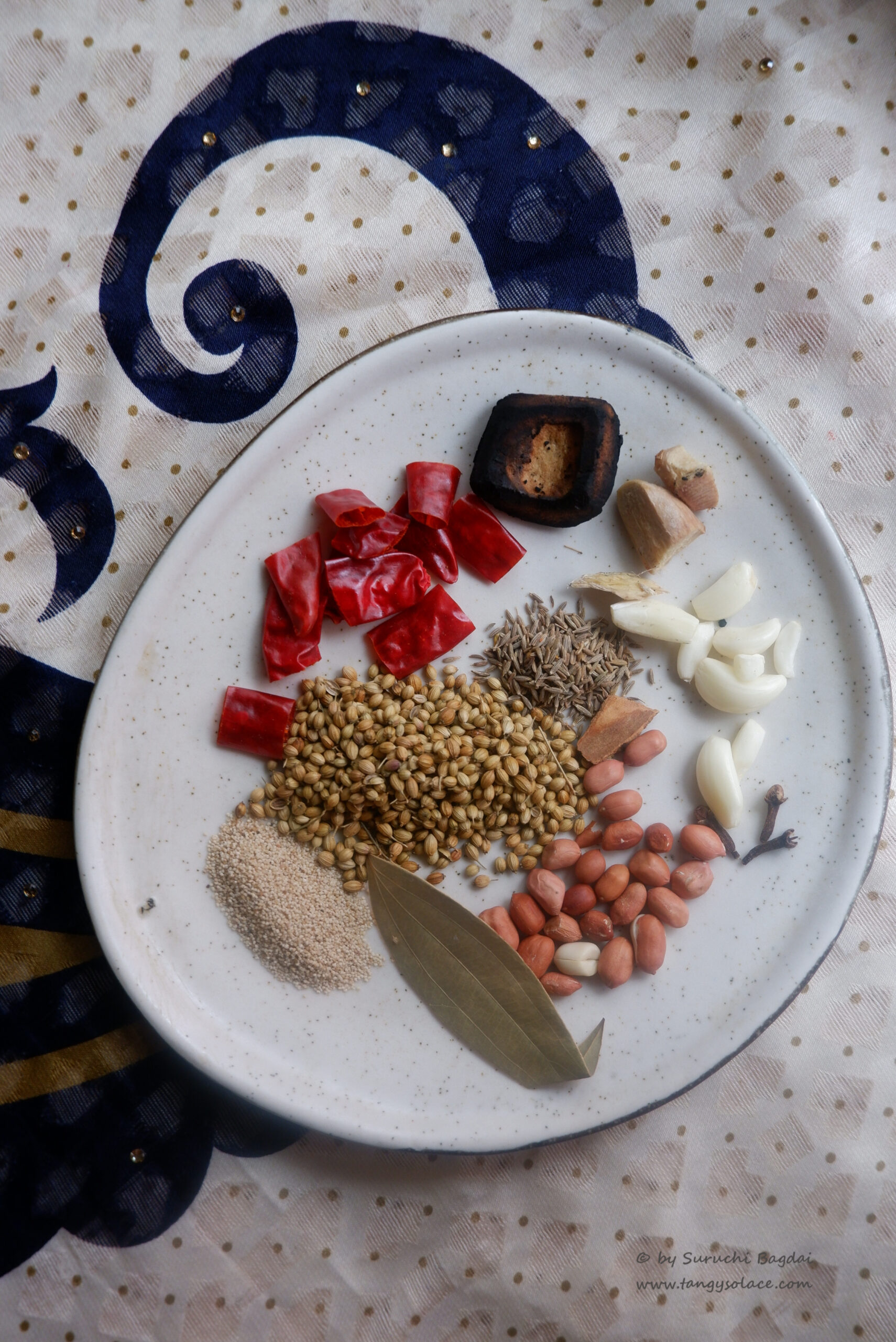 Spice blend for jackfruit curry on white plate