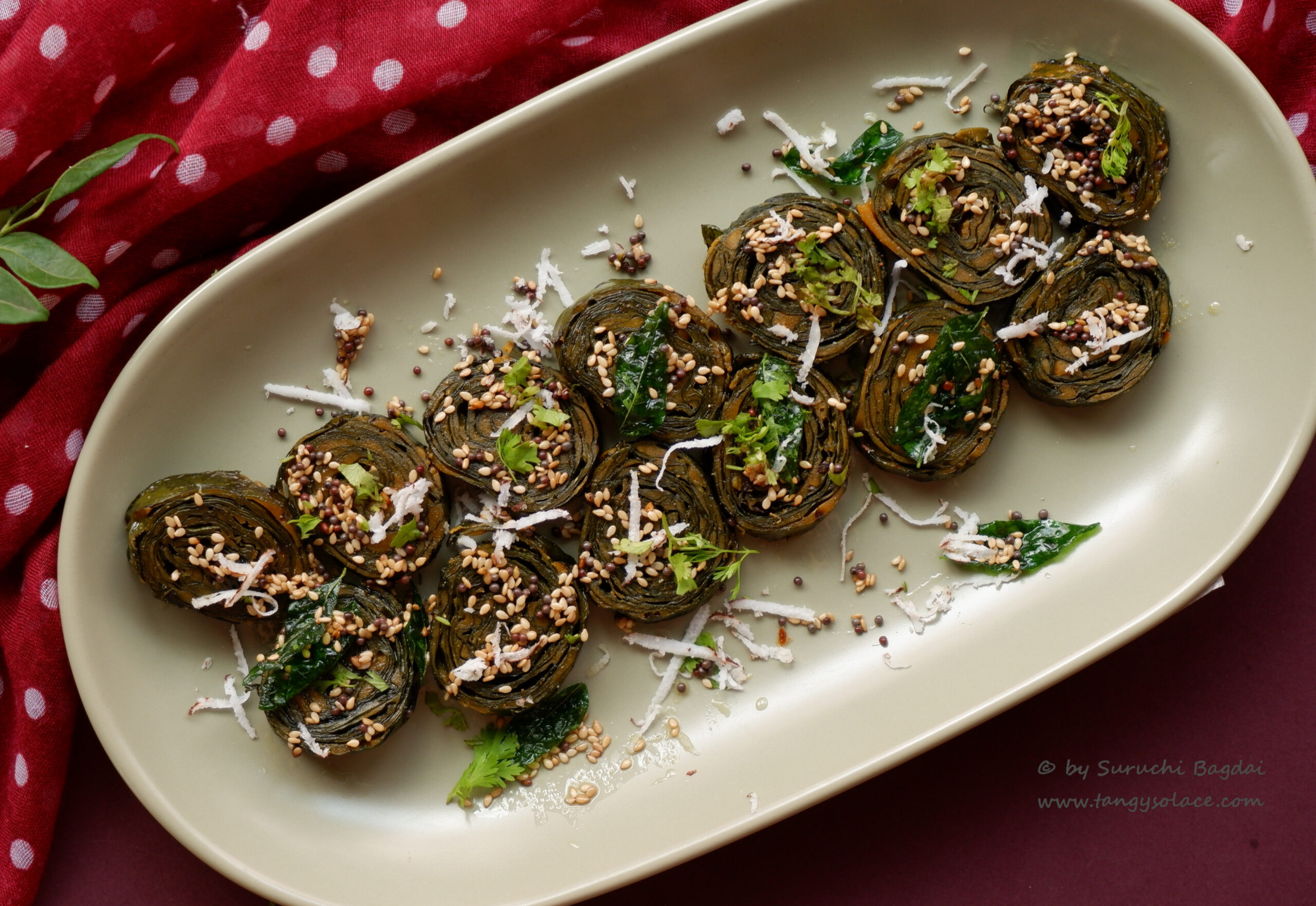 Gujrati Patra (Colocasia leaves pinwheels)