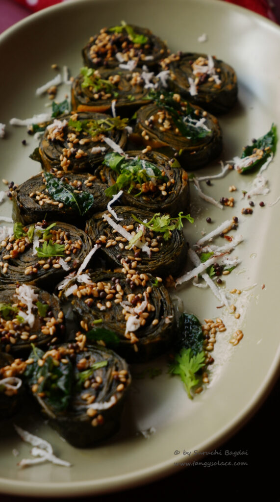 Close up photograph of plated gujrati patra