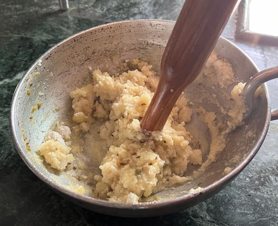 kneading dough with rolling pin