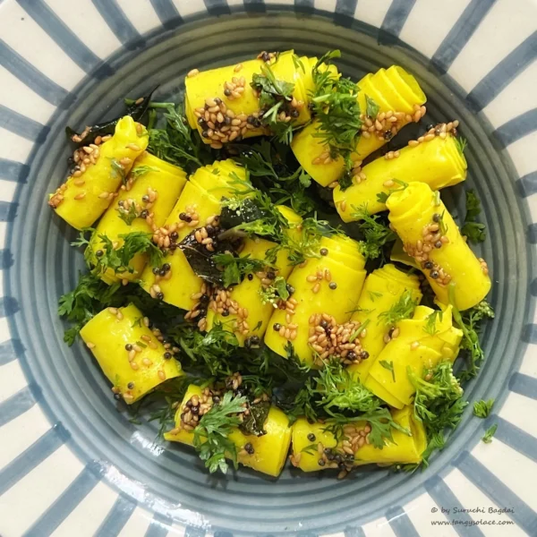 Khandvi (Savoury Chickpea flour rolls)