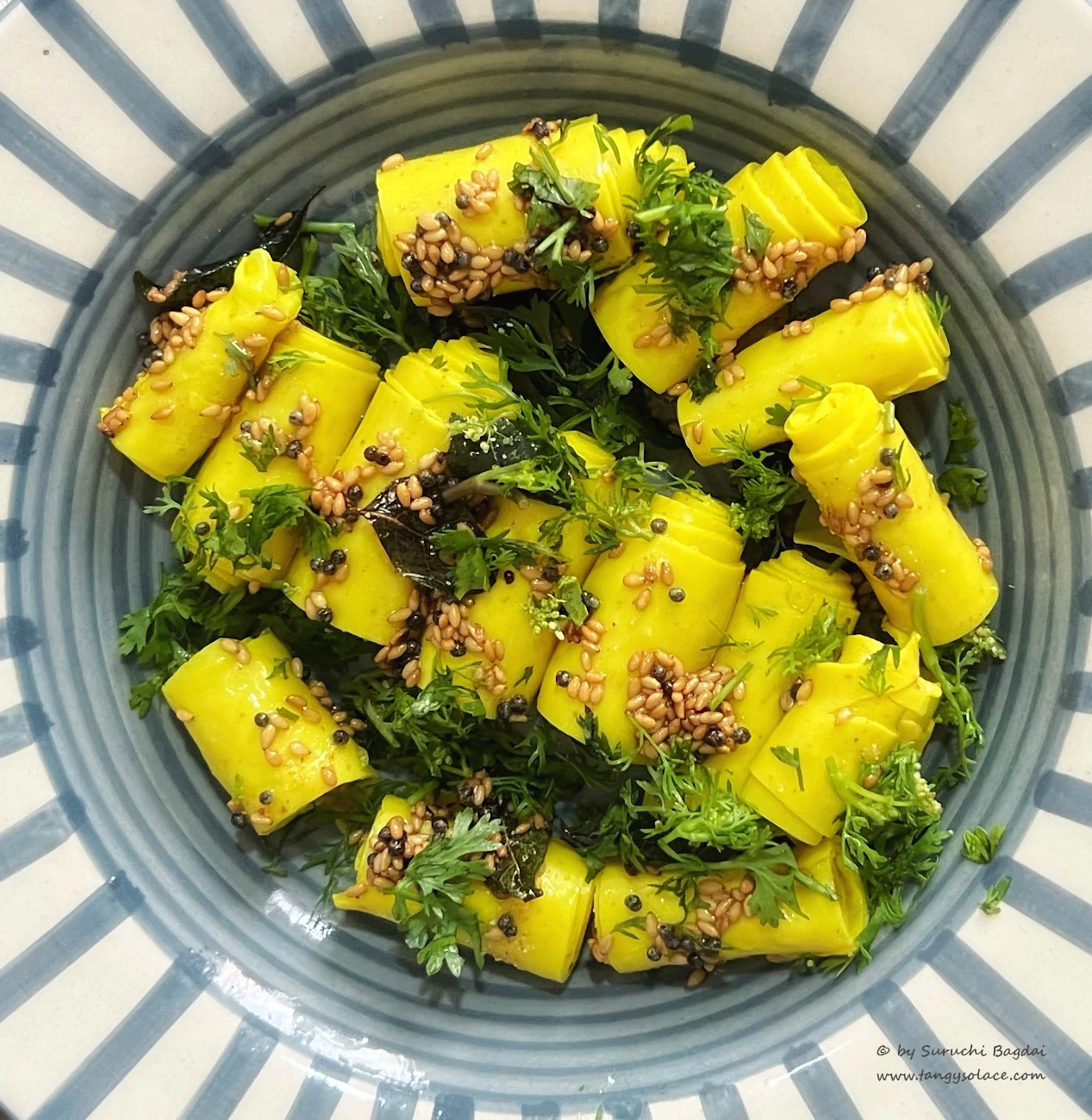 Khandvi (Savoury Chickpea flour rolls)